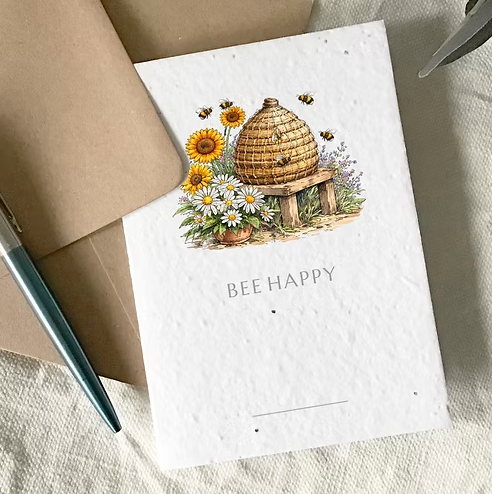 Plantable Wildflower card: bee happy